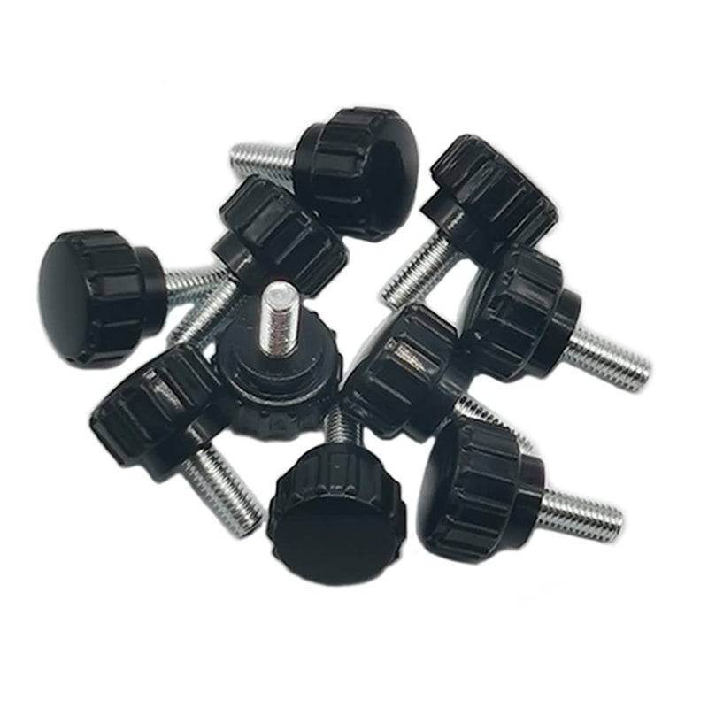 [Australia - AusPower] - 10 Pieces M4 x 10 mm Carbon Steel Threaded Knurled Thumbscrew Black Round Clamping Screws Grip Knobs Thumb Screw for Machinery Latche 