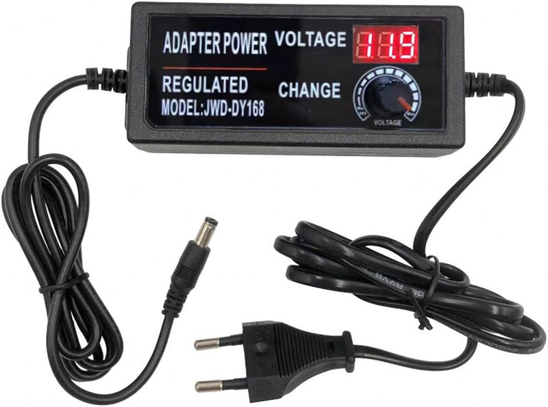 JZK Voltage Adjustable Power Supply DC 3-12V 5A with Digital Display, 60W Max 100-240V AC to DC 3V 4V 4.5V 5V 6V 7V 8V 9V 10V 12V Universal Power Supply Transformer Converter