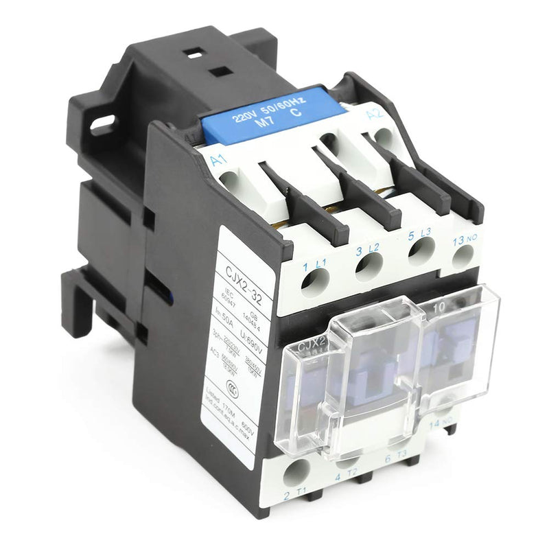 AC Contactor 220V 32A, CJX2-3210 High Sensitive Industrial Electrical Contactor AC Power Contactor, Motor Starter Relay, Electric AC Contactor for Rail Mounting