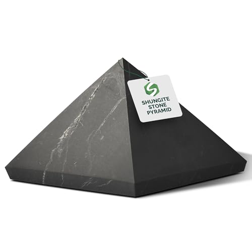 Shungite World Authentic Shungite Pyramid Unpolished 50 mm / 1.96" Chakra Energy Natural Healing Crystal Real Black Pyramid Home Office Protection Desk Decor Meditation Reiki Grounding Stone 50 mm / 1.96"