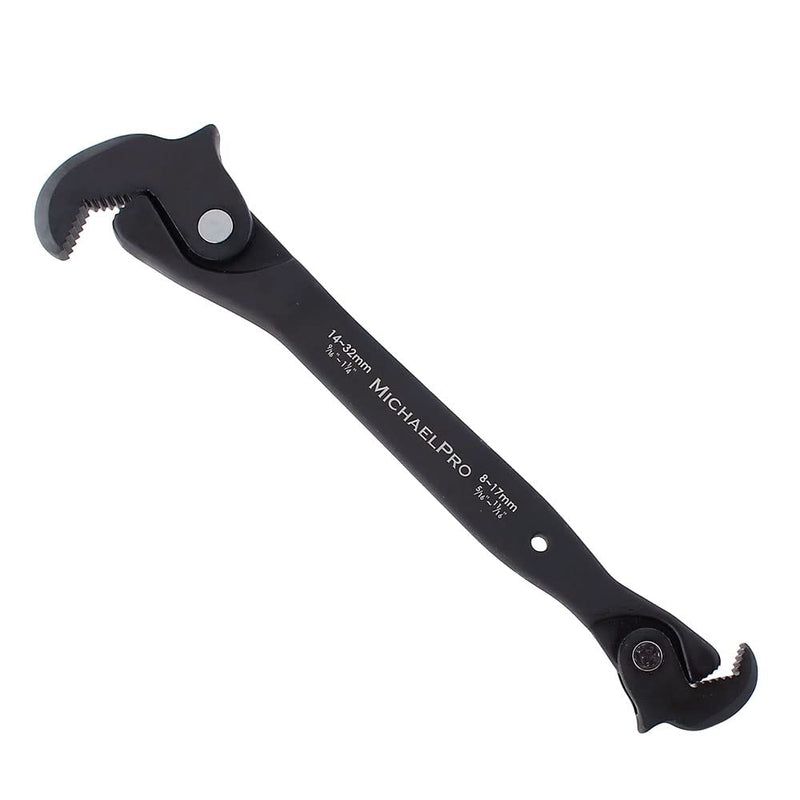 MichaelPro Dual Action Auto Size Adjusting Wrench, 5/16” to 1-1/4" (8 – 32mm) Self-Adjusting Quick Wrench, Multi-Size Spring | MP001206, Black 14-Inches