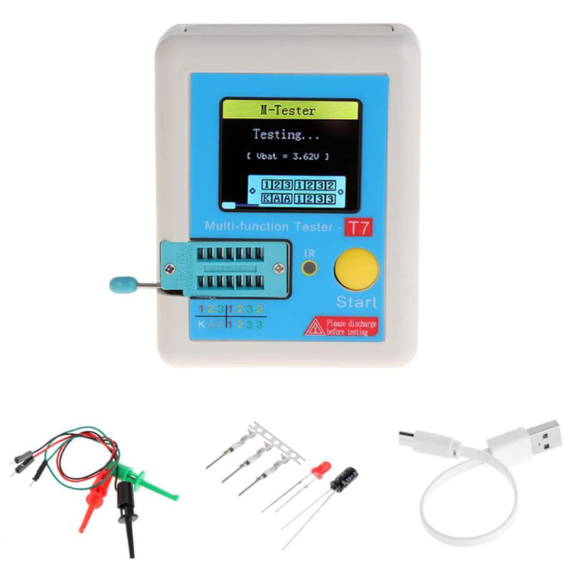 [Australia - AusPower] - HiLetgo LCR-T7 Transistor Tester TFT Diode Triode Capacitance Meter LCR Meter NPN PNP MOSFET IR Multifunction Tester Multimeter 
