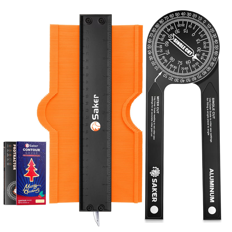 [Australia - AusPower] - Saker Miter Saw Protractor(Black)&Saker Contour Gauge (10 Inch Christmas Packaging) Profile Tool 