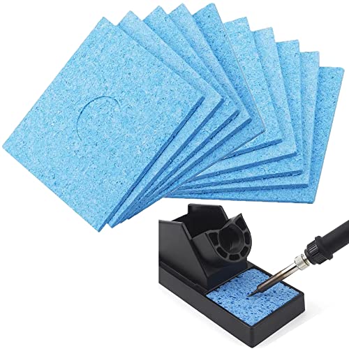 DHER Sponges Soldering Iron Clean Soldering Tips High Temperature Soldering Sponge Pack of 10 | Soldering Iron Cleaning Sponge Thickened 5.5 x 5.5 cm Square High Temperature Resistant Soldering Iron Head Cleaning Sponge
