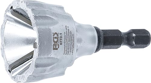 BGS 6773-1 | External Deburring | for Diameter 3-19 mm | Pipes & Rods | Drive hexagon socket 6.3 mm (1/4 inch) | max. 400 rpm | HSS cutting plate | for steel, hard plastic, brass