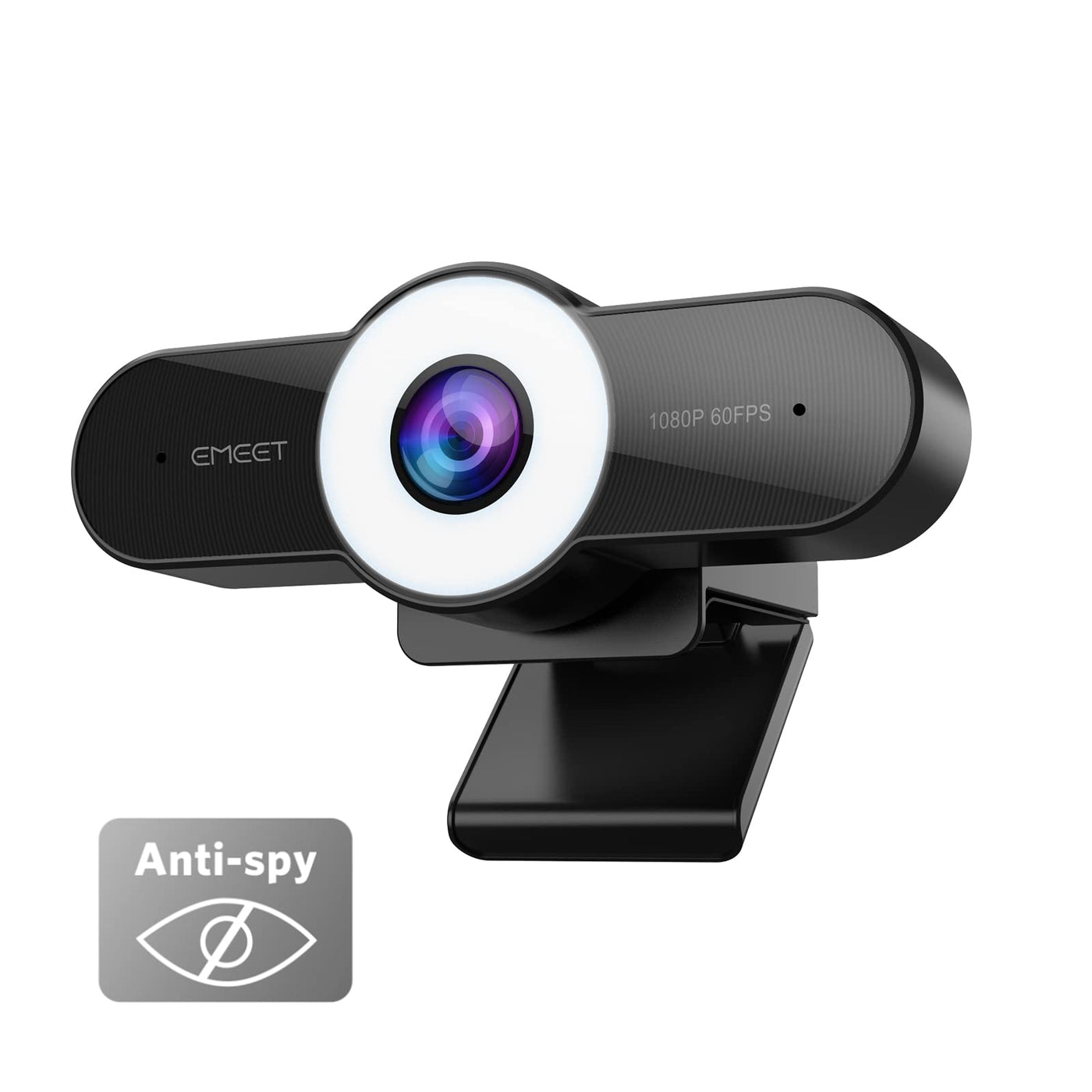 Webcam with Ring Light 1080P 60fps and Privacy Cover