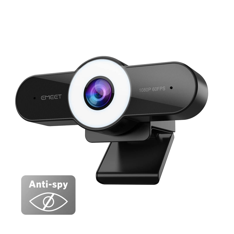 [Australia - AusPower] - EMEET 1080P Webcam with Microphone - 60FPS Streaming Camera with Light, Three Level Light, Noise-Cancelling Mics, C970L Computer Camera with Privacy Mode, Autofocus HD Webcam for Meeting/Gaming/Class 1080P 90°FOV Webcam w/ Ring Light 