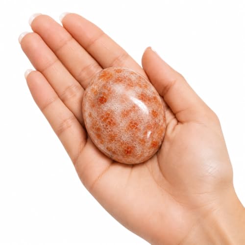 Pachamama Essentials Sunstone Palm Stone Polished - Pocket Stone for Anxiety Healing - Meditation (Sunstone)