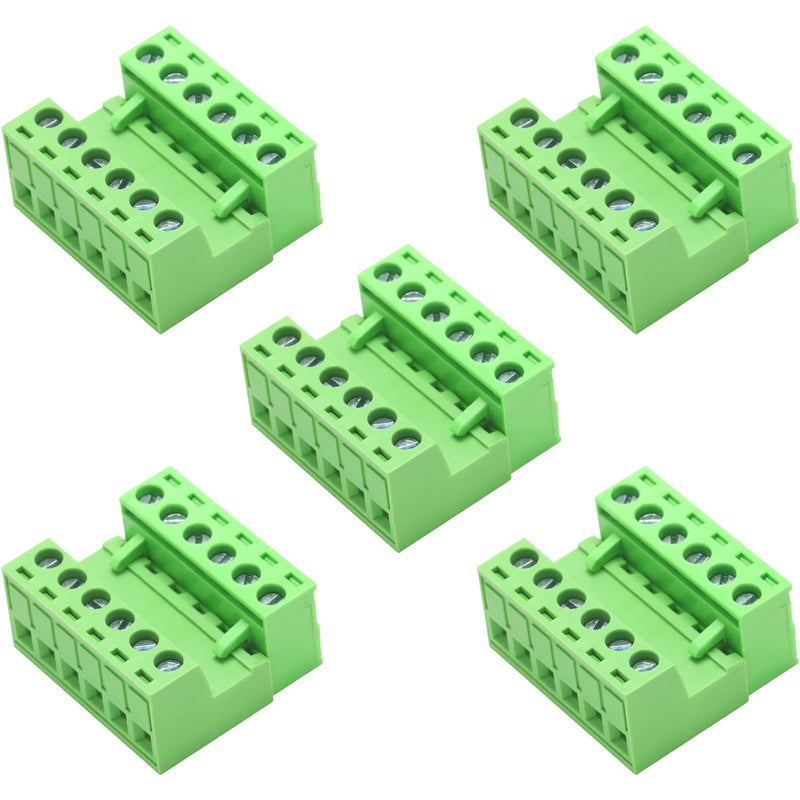 [Australia - AusPower] - 5Pcs 6-Pin 300V 10A 5.08mm Pitch PCB Mount Screw Terminal Block Connector for 28-12AWG Cable 5.08mm-6-Pin 
