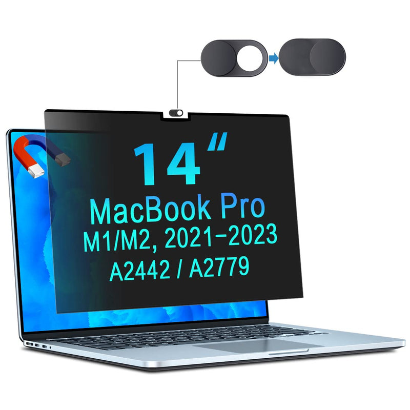 [Australia - AusPower] - Privacy Screen for MacBook Pro 14" 2021-2023 (A2442/A2779/A2918/A2992,M1/M2/M3) | Magnetic Anti-Glare Blue Light Filter | Matte & Glossy Design Privacy-Mac Pro14"(2021-2023,M1,M2)-Magnet 
