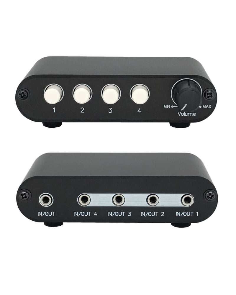 [Australia - AusPower] - 4-Way 3.5mm Stereo Audio Switch Input Signal Source Switcher Selector Splitter Box with line Volume Controller (4 in 1 Out / 1 in 4 Out) -MC41 4-port 3.5mm Switch with volume 
