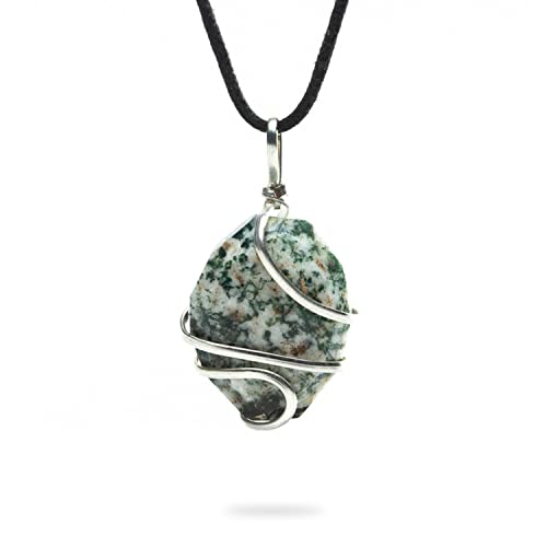 Ayana Wellness Tree Agate Necklace for Women, Healing Crystal Pendant