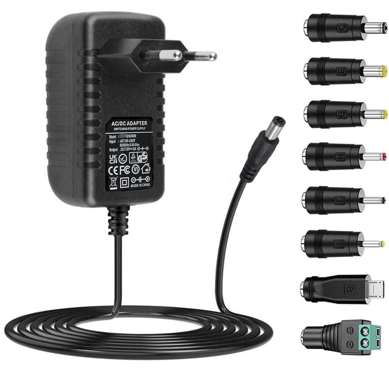 AC Adapter 12 V 2 A Power Supply AC 220 V to DC12 V 500 mA 1000 mA 1500 mA 2000 mA Power Driver 5.5 mm with 8 DC Plug Adapters Inverter Charger Transformer AC-DC Adapter (DC12V~2A) DC 12 V - 2 A