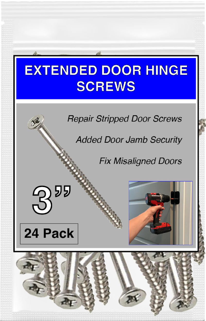 [Australia - AusPower] - Satin Silver Nickel Wood Screws 9 X 3 Inch – Extra Long Door Hinge Screws - Door Security Screws - 24 Pack 