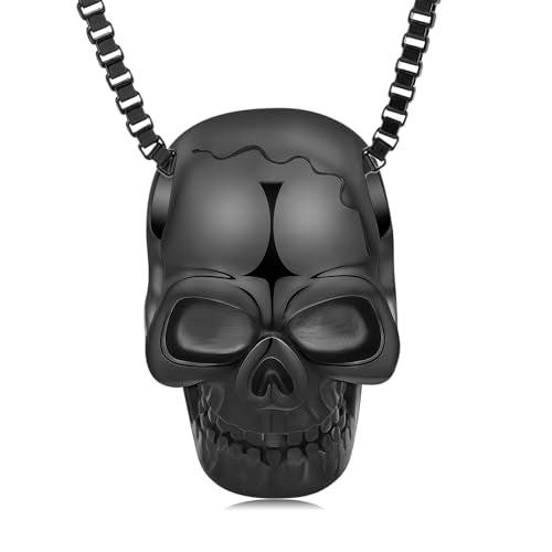 XSMZB Cremation Jewelry for Ashes for Pet Human Skull Urn Necklace for Ashes for Men Women Memorial Ash Holder Keepsake Pendant Black-1