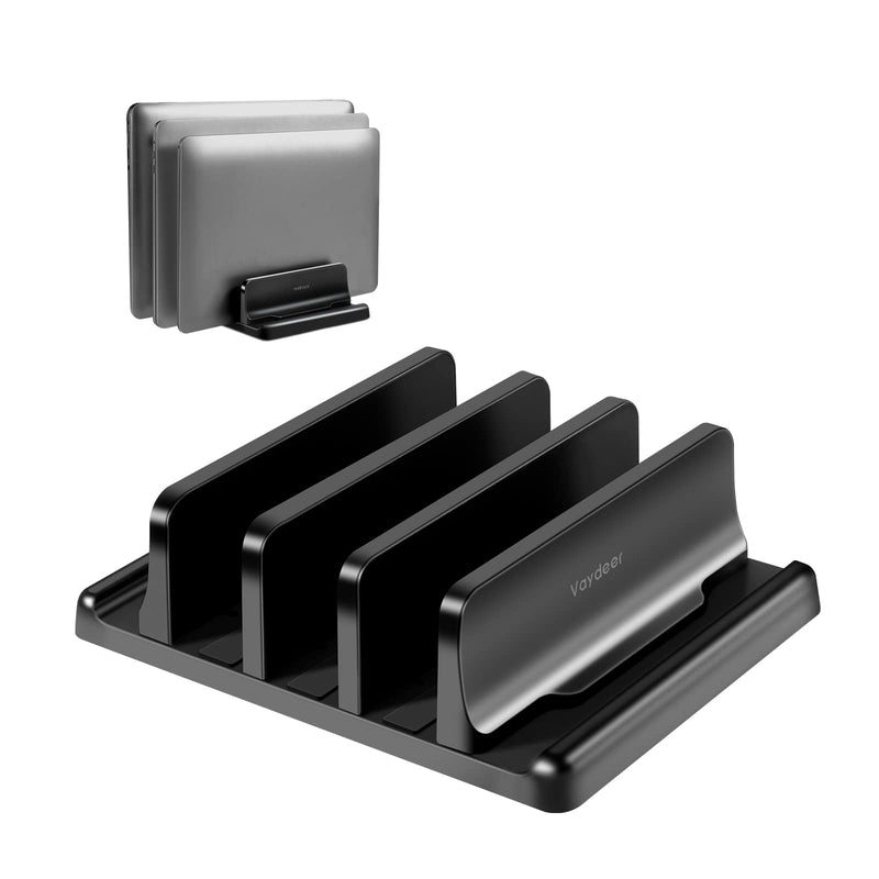 [Australia - AusPower] - Vaydeer 3-Slot Vertical Laptop Stand Made of Premium ABS Plastics 5 in 1 Design Space-Saving Adjustable Desk Organizer for All MacBook/Chromebook/Surface Three Slot Black 