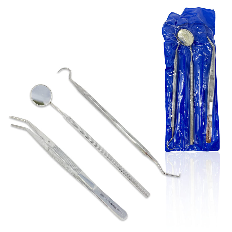 [Australia - AusPower] - Cynamed -Dental Tools Dental Pick Oral Care Kit, Stainless Steel Dental Hygiene Kit Set, Tooth Scraper Tartar Dental Scaler Tweezers Mouth Mirror for Personal & Pet Oral Care Use (Pack 3) Pack 3 