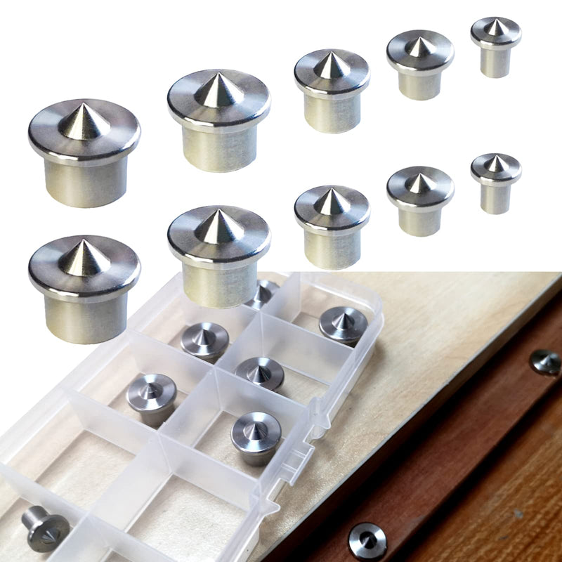 [Australia - AusPower] - Dowel Centers, Stainless Steel Dowel Center Transfer Plugs 10PCS with 5 Sizes of 1/4" 3/8" 5/16" 7/16" 1/2" Dowel Centering Pins Joinery Accessories -by MinliGUY Woodworking Tool Imperial Sized 