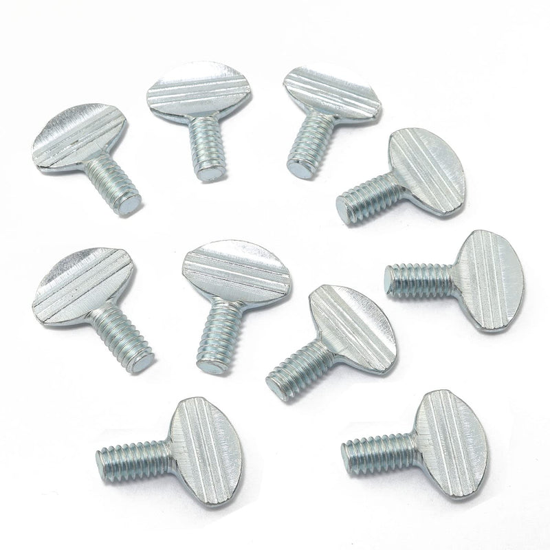 [Australia - AusPower] - 10pcs Carbon Steel Thumb Screw 1/4"-20 x 1/2" Galvanized Racket Screw, Silver 