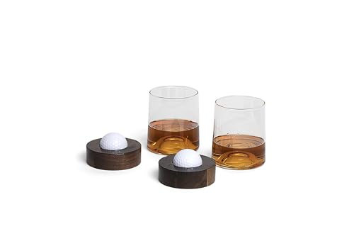 Personalized golf coaster and whiskey glasses: Accessories for men and women golfers; Cool holiday basket for men and women that golf (2 Glasses, Not Personalized) 2 Glasses, Not Personalized