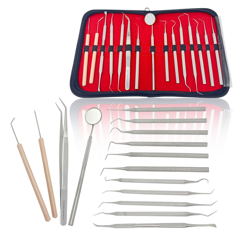 [Australia - AusPower] - Cynamed 15-Piece Stainless Steel Micro Precision Probe Set: Straight, Single, Short Double, Long Double, Triple and Hook Tips 5.5" to 6". (15PC) 