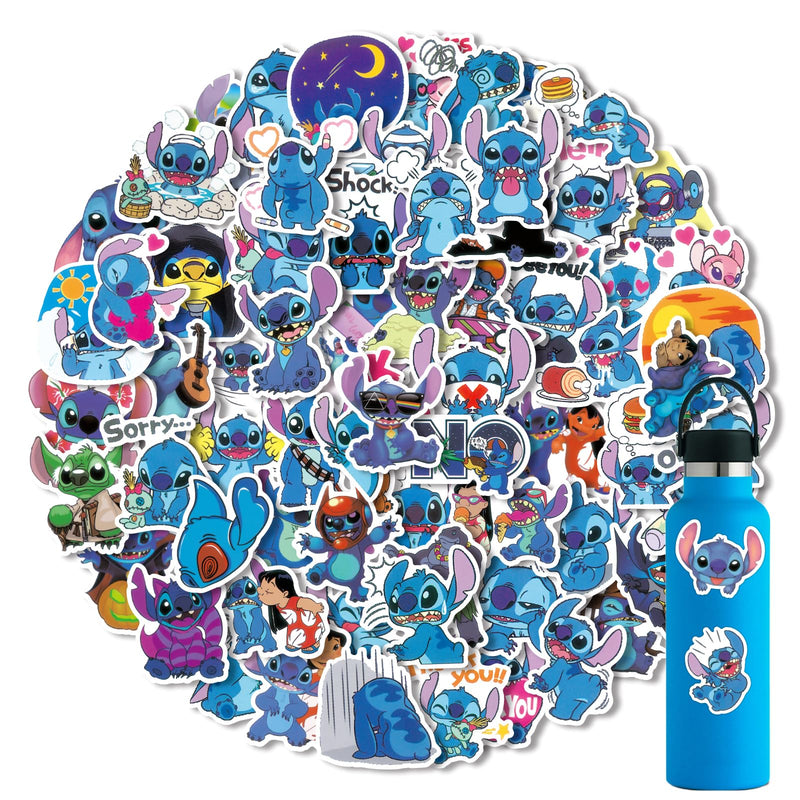 [Australia - AusPower] - 100 PCS Stitch Stickers,Stickers for Water Bottles,Gifts Cartoon Stickers,Vinyl Waterproof Stickers for Laptop,Bumper,Water Bottles,Computer,Phone,Hard hat,Car Stickers and Decals 