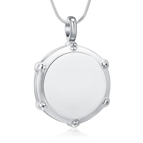 Music Drum Cremation Jewelry for Ashes Rockers Jazz Band Drum Urn Necklace Ashes Holder Stainless Steel Keepsake Pendant Necklace Silver