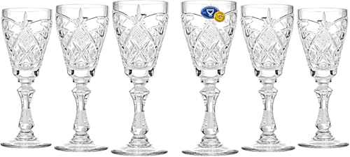 World Gifts Elegant and Modern Russian Cut Crystal Glasses Set for Hosting Parties and Events - 2oz, 60ml, Sherry Glass, Set of 6