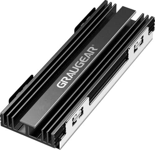 GRAUGEAR NVMe SSD M.2 Heatsink Aluminum Heatsink [Quiet Passive Cooling] | Silent Cooler for NVMe M.2 SSD I Compatible with Gaming PC + Thermal Pad I for PC Case PC Accessories Desktop PC