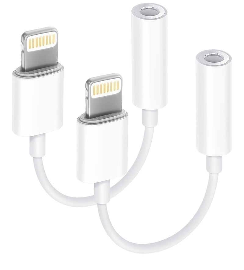 [Australia - AusPower] - Apple MFi Certified 2 Pack Lightning to 3.5 mm Headphone Jack Adapter for iPhone, iPhone Aux Adapter Converter Dongle Audio Cable Compatible with iPhone 14 13 12 11 X XS 8 7 2Pack White/Lightning to 3.5 mm 