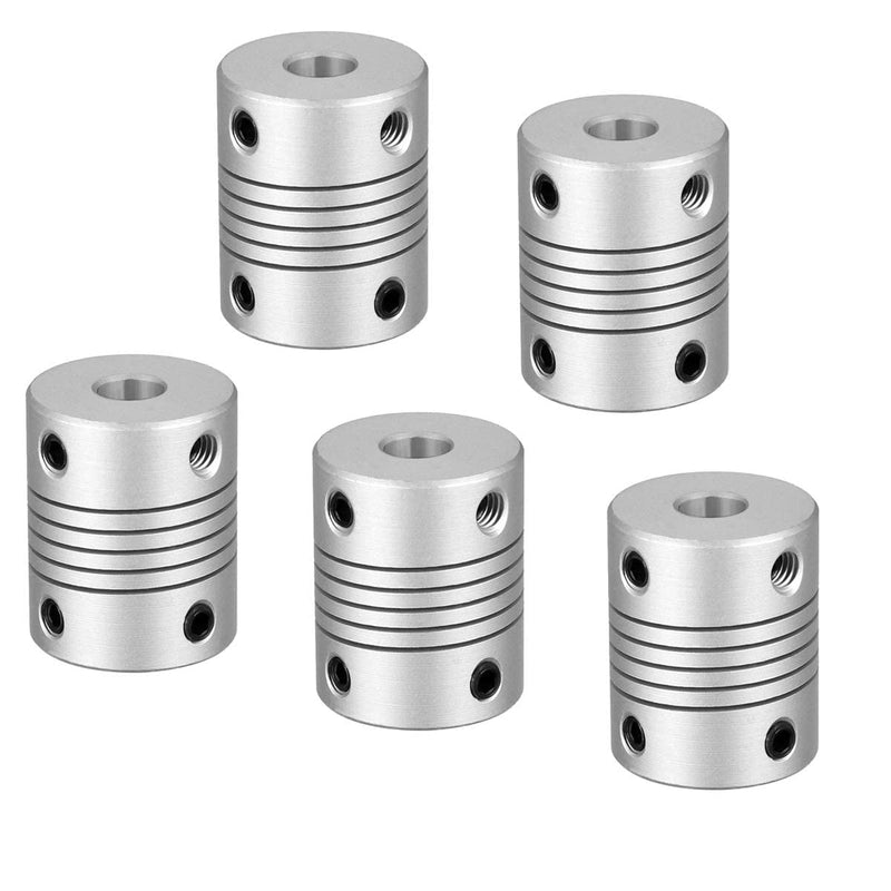[Australia - AusPower] - 5Pcs Aluminum Alloy Shaft Coupling Flexible Coupler Motor Connector Joint (6mm to 8mm,L25xD19) 6mm to 8mm,L25xD19 