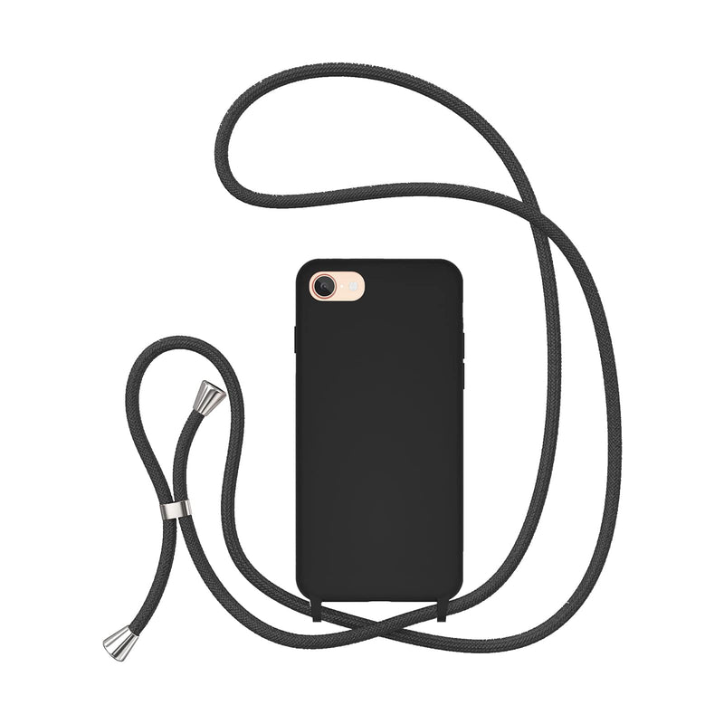 [Australia - AusPower] - UEEBAI Crossbody Lanyard Phone case for iPhone SE 2022 5G/iPhone 7/iPhone 8/iPhone SE 2020, Silicone Phone Cover with Adjustable Necklace Strap Shockproof Cover Case for iPhone SE3/SE2 - Black iPhone SE3 5G/iPhone 7/iPhone 8/iPhone SE2 
