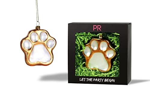 Party Rock | Paw Print Glass Ornament | Animal Collection