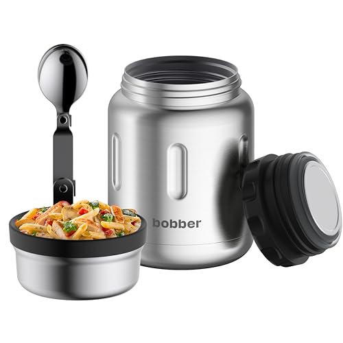 BOBBER 24 oz Insulated Stainless Steel Thermo for Hot Food with Extra-Wide Mouth, Built-in Spoon and Bowl – Keeps Food Hot for 14 Hours and Cold for 20 Hours (Matte) 24 Ounces Matte
