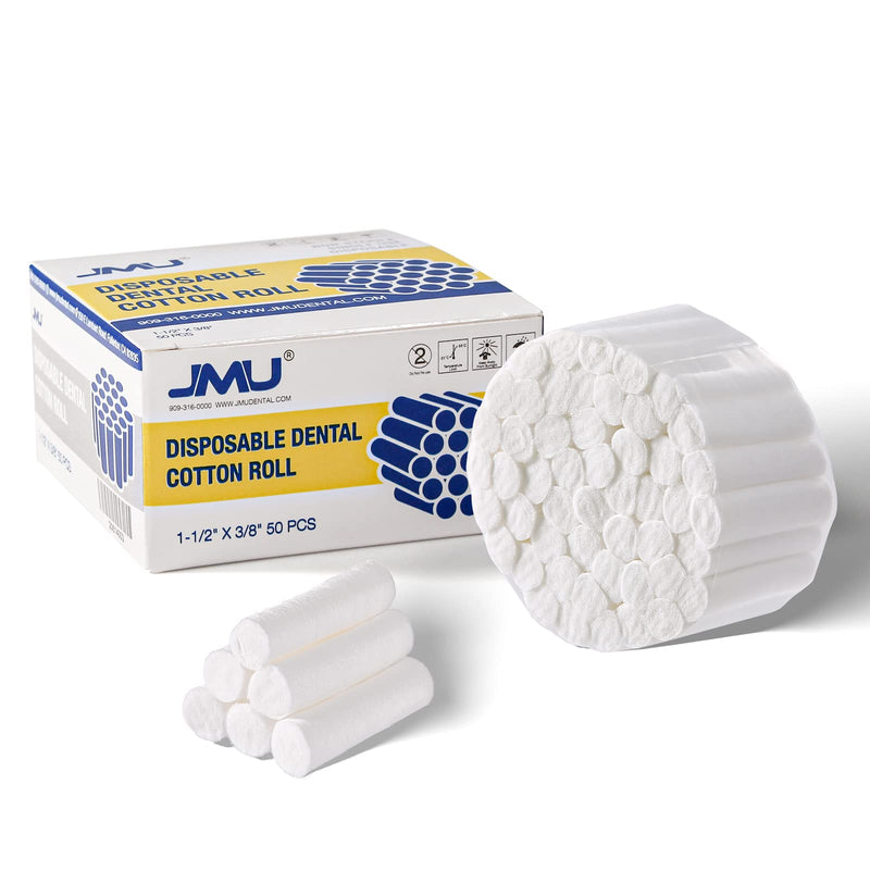 [Australia - AusPower] - Nosebleed Plugs, JMU Dental Cotton Rolls for Mouth 50 Pcs, Medium, 1.5" 1-1/2" x 3/8" 