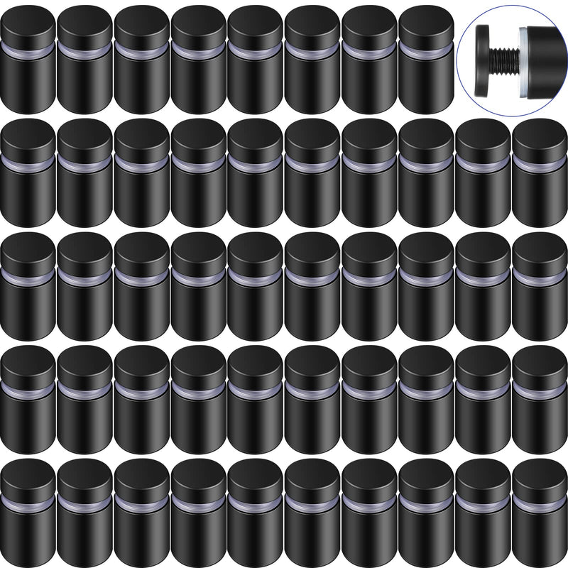[Australia - AusPower] - 0.5 x 0.8 Inch Stainless Steel Standoffs Matte Black Standoffs Pack Standoff Screws Kit Wall Sign Standoffs for Advertising Board Hanging Acrylic Picture Frame (48 Pieces) 48 