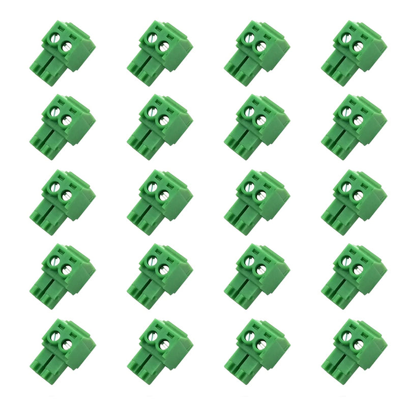 [Australia - AusPower] - 20PCS 2 Pin 3.5mm Pitch PCB Green Male Pluggable Terminal Block Connector with Separate Screw Hole (20Pcs 2P 3.5MM) 20PCS 2 Pin 3.5mm 