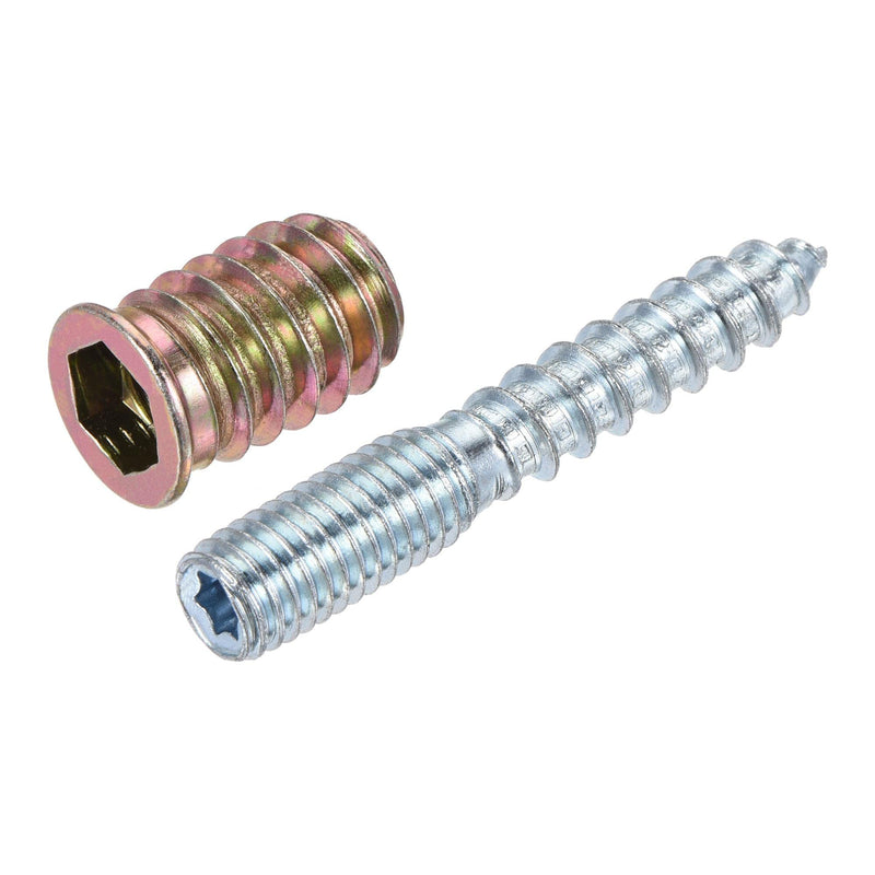 [Australia - AusPower] - uxcell 20pcs M8x20mm Threaded Insert Nut, 8pcs M8x50mm Hanger Bolt, Wood Furniture Set 