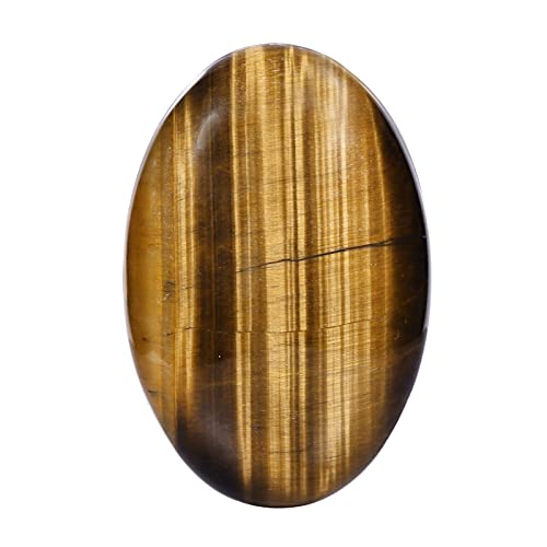 TUMBEELLUWA Crystal Oval Thumb Worry Stone for Stress Relief Brown Tiger's Eye Stone