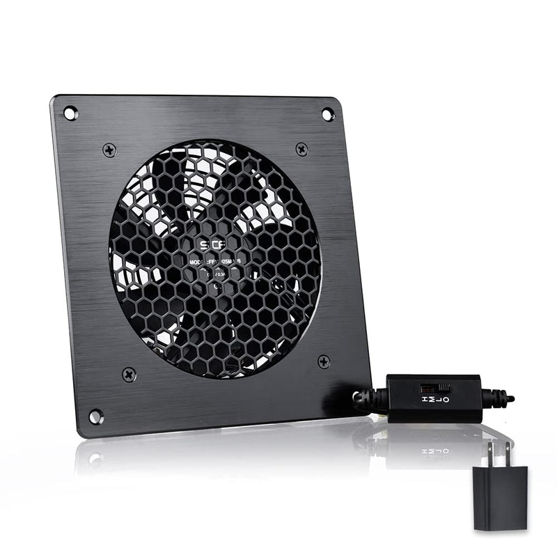 USB Cabinet 120MM Fan Quiet Cooling Fan System 6" with Speed Control, for Home Theater AV Cabinets Adapter(5V1A)+1pcs 120mm FAN Black