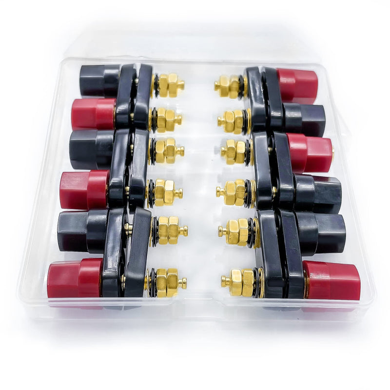 [Australia - AusPower] - 4MM Copper 2-Way Banana Plug Jack Socket Binding Post Video Speaker Terminal Connectors Power Amplifier Dual Gold Plated Insulated Terminals(6Pcs Lkelyonewy) 
