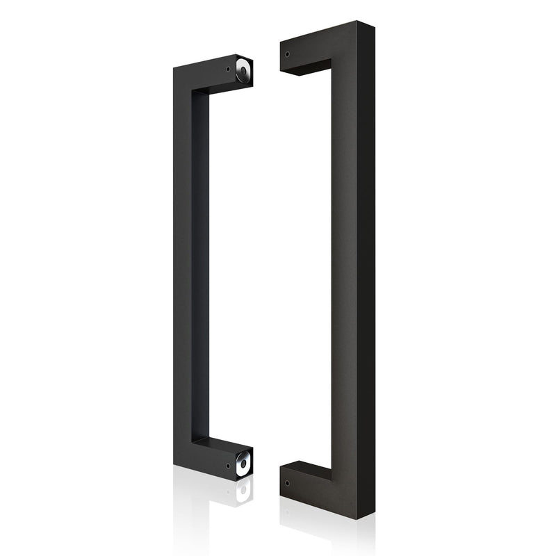 [Australia - AusPower] - JUBEST 12" Matte Black Push Pull Bar Handle, Sliding Barn Door Handles, Heavy Duty Double Sided Door Handle for Barn Doors, Garage, Easy to Install 