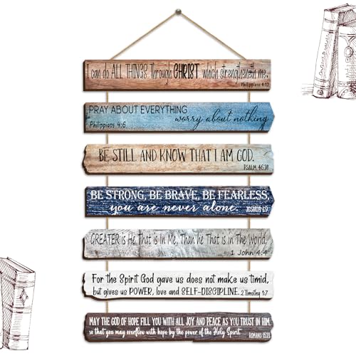 Yookeer 7 Tier Christian Wall Art Bible Verses Brown English Style