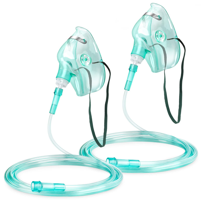 ANSNF 2 Pack Oxygen Mask for Face Adult with 6.6' Tube & Adjustable Elastic Strap - Size M - NO Cup Size M-2pcs