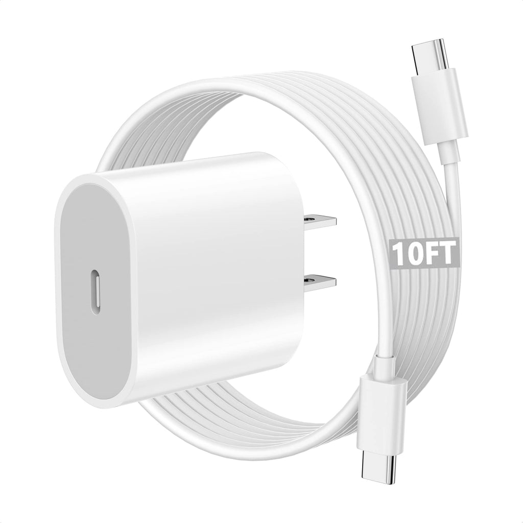 [Australia - AusPower] - iPad Pro Charger, 20W USB C Charger with 10ft USB C to C Charging Cable for iPad Pro 12.9, iPad Pro 11 inch 2022/2021/2020/2018, iPad Air 5th/4th Generation, iPad 10, iPad Mini 6 White 