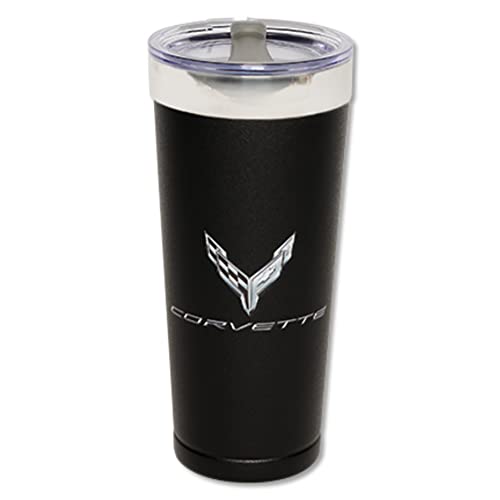 C8 Corvette Metallic Tonal Tumbler Cup - Next Generation Travel Mug (Black)