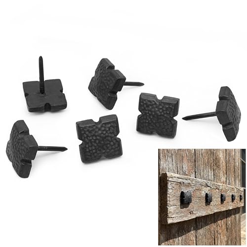 SaKeGa cast iron hammered square clavos nails for wood doors and rustic furniture, 1.1-inch pack of 6