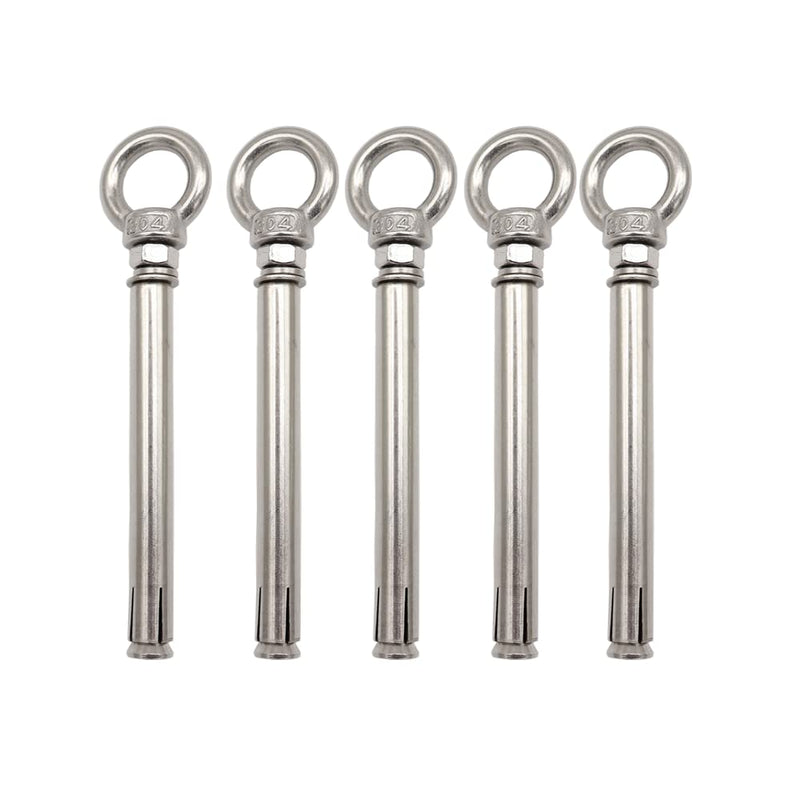 [Australia - AusPower] - M6x100mm Ring Lifting Expansion Anchor Eyebolt 5 Pack Expansion Bolts Ceiling Hook Heavy Duty Bolts Anchor Fastener 304 Stainless Steel for Concrete Brick Wall M6*100 