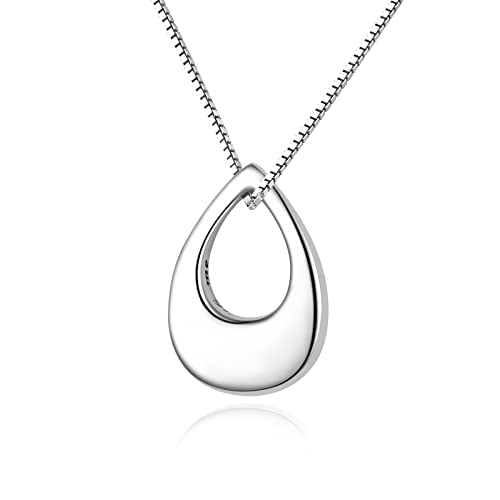 YLT S925 Sterling Silver Hollow Teardrop Cremation Necklace for Ashes