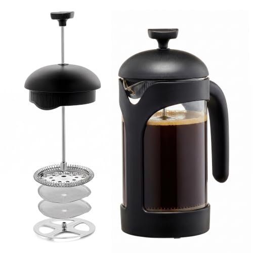OVENTE 20oz French Press Coffee Maker with 4-Level Filtration, Black FPB20B 20 Ounce